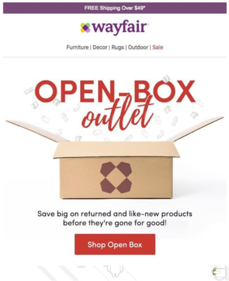 Create a sense of urgency - Wayfair site